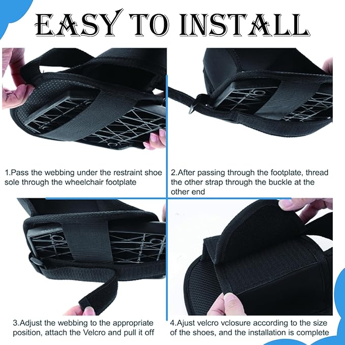 Wheelchair Restraint Shoes Prevent The Foot from Falling Off The Footrest Adjustable & Easy to Wear,Wheelchair Shoe Holder Straps for Disabled & Rehabilitation Patients