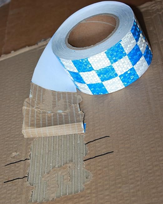 Blue and White Reflective Tape Outdoor Waterproof 3 inch X 166 feet, High Visibility Hazard Conspicuity Industrial Marking Tape
