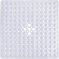 Yimobra Shower Stall Mat Non Slip, 21x21 Inch, Soft Square Bath Mat for Shower with Suction Cups and Drain Holes, Stall Floor Mats for Bathroom, Machine Washable, Bathroom Accessories, White