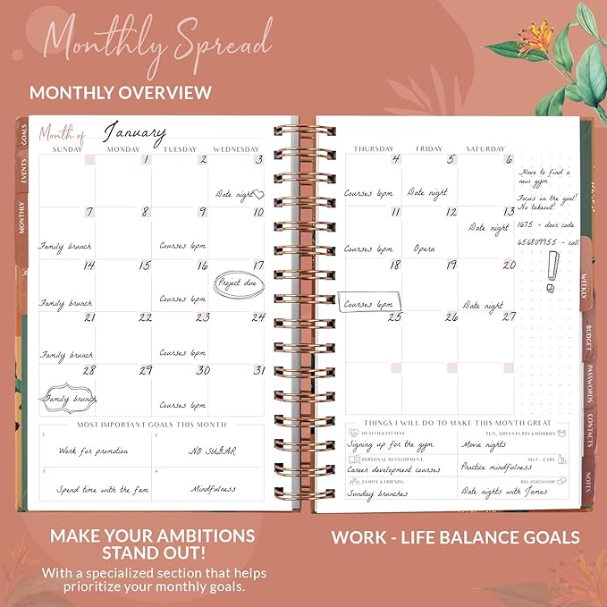 PLANBERRY Hourly Schedule Planner Premium – Undated Weekly Organizer with Time Slots & Monthly Budget – Time Management, Goal Setting, to-Do List & Habit Tracker –6.9″x8.5″(African Terracotta)