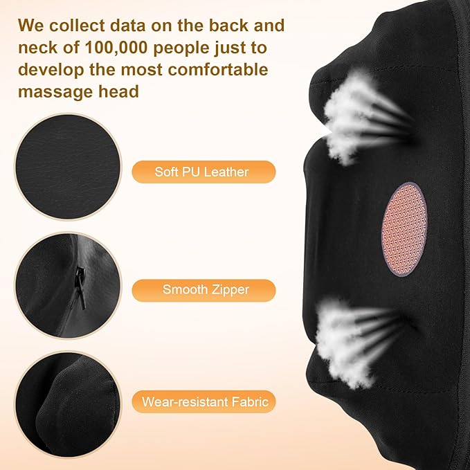 Neck and Shoulder Massager for Pain Relief Deep Tissue Lower Back Massage, Neck and Back Massager with Heat Electric for Pain Relief Shiatsu Chair Office Home Car Gift
