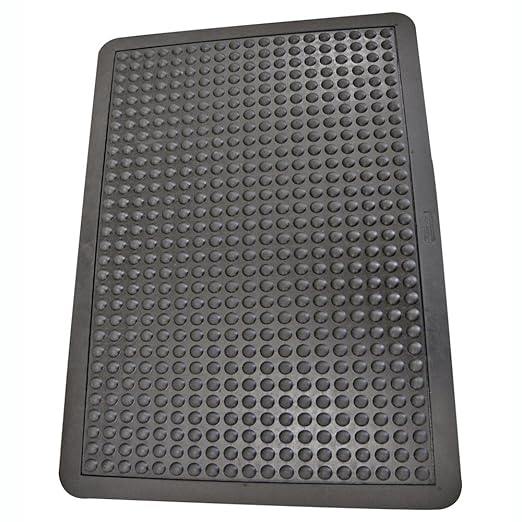 Rubber-Cal 03_184_ZWBK-4 Bubble Top Anti-Fatigue Rubber Floor Mat, 5/8" x 2' x 3', Black Borders (Pack of 4)