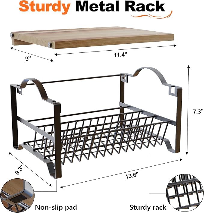 3 Tier Spice Rack Organizer with Bamboo Top Tablet Holder, 18 Spice Jars, 422 Spice Labels, and Funnel Set for Kitchen, Cabinet, Countertop, Pantry, Cupboard. Seasoning Organizer Black