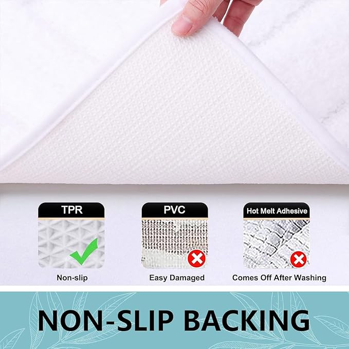 Buganda Bathroom Rugs, 59" x 24", Soft and Absorbent Microfiber Bath Rugs, Non-Slip Shaggy Shower Carpet, Machine Wash Dry Bath Mats for Bathroom Floor, Tub and Shower, White