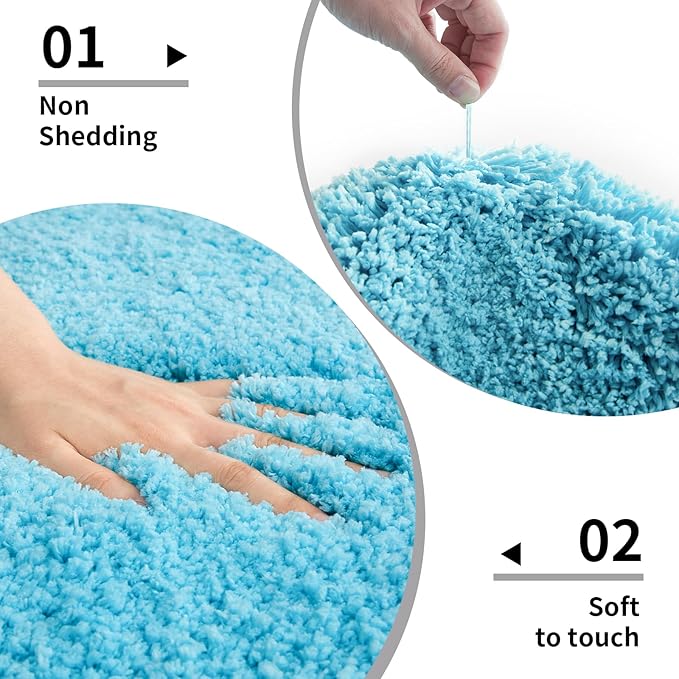 Toilet Rug 22x24 Teal Non Slip Fluffy Toilet Floor Mat U Shaped Washable Bathroom Contour Rug for Toilet Absorbent Thick Toilet Carpet