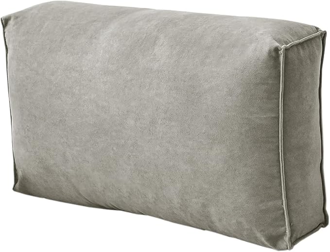 Reading Pillow, 31.5x17.7x4.7 Chenille Rectangular Back Pillow Soft Elastic Lumbar Support Cushions for Bedside, Sofa, Car, Bay Windows, Grey