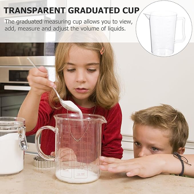 Garneck Thickened Transparent Measuring Cup with Clear Graduations Easy-read Scale for Accurate Liquid and Solid Measurement Kitchen Baking Accessory with Handle for Home Use