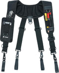 KUNN Leather Tool Belt Suspenders Construction Bag Suspenders Molded Air Channel Work Belt Suspender for Carpenter Electrician,Black