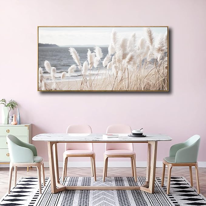 Framed Wall Art Artwork Decor Nature Wall ArtReedSeascape Wall Decor for Bedroom Living Room Decoration Home Kitchen Office 20" x 40"