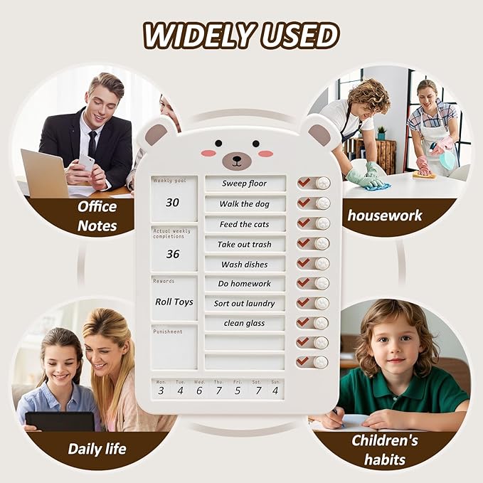 Weekly Chore Chart for Kids Dry Erase Chore Board,Behavior Chore Chart for Multiple Kids, Cute Visual for Kids Schedule Board for Home, Kids Checklist to Do List ADHD Tools (Weekly Plan, 1)