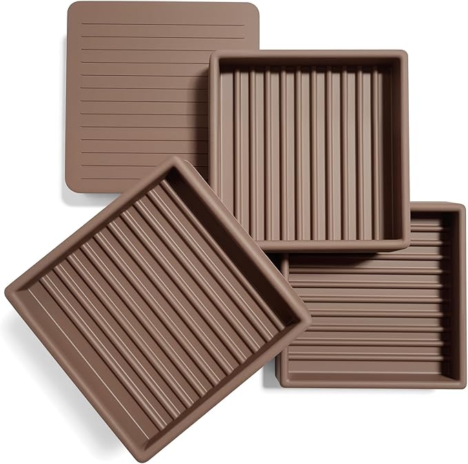xxxHOLIC Non Slip Furniture Pads, 2” x 2” Brown Square, Set of 4, Anti Skid Furniture Feet Coasters, Rubber Grippers for Hardwood Floors, Bed Couch Stoppers to Prevent Sliding and Floor Scratches