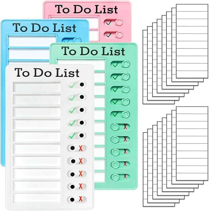 4 Pieces Chore Chart for Kids Multiple Kids - Sliding Routine Chart: Reusable to Do List, RV Checklist, Planning Board, Visual Schedule, and Reminder (Multicolored)
