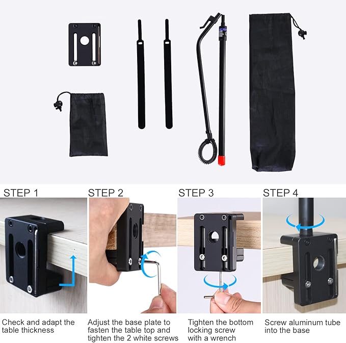 LONYEON CPAP Hose Holder - Height Adjustable Hose Lift, Removable and Foldable - Hose Support Hanger Provide 2 Clamping Sides Prevents Avoid Tangling, Blockage and Leakage, Black