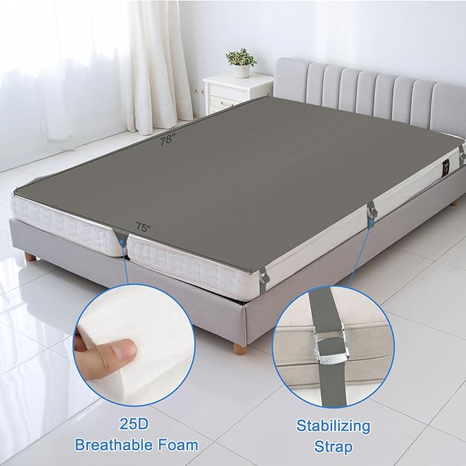 Upgrade 3-in-1 Bed Bridge Twin to King Bed Converter with Fitted Sheet- Mattress Gap Filler King Bed-with Sheet Strap Set 78"x 75"-Patent
