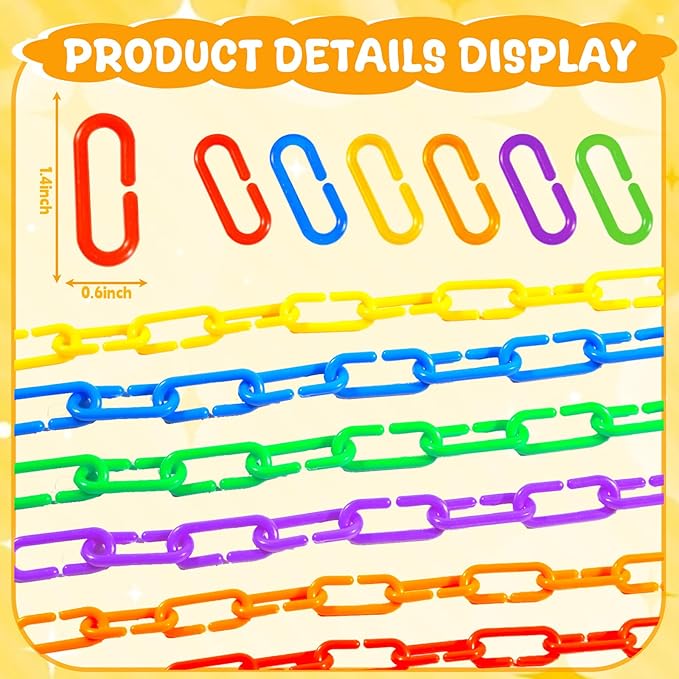 Bbiamsleep 600 Pcs Plastic Chain Links 6 Colors Counting Linking Activity Kit for Fine Motor Color Recognition Counting Sorting Skills