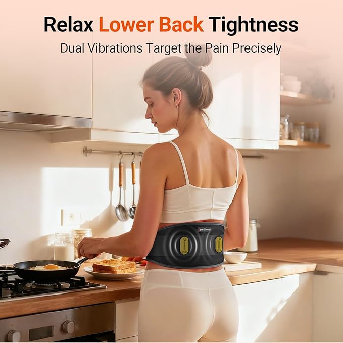 Comfytemp Red Light Therapy Massage Belt with Vibration Cordless, FSA Eligible HSA Near Infrared Lower Back Massager for Waist Belly, Gifts for Women Men Mom Dad Chritmas Birthday, 660nm & 850nm