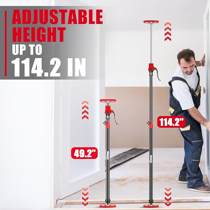 XINQIAO Cabinet Jacks for Installing Cabinets, Heavy Duty Third Hand Tools Adjustable Support Pole from 49.2 in to 114.2 in, 1 PC