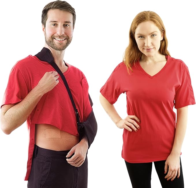 Inspired Comforts Unisex Post Surgery & Rehab V Neck Dual Access Snap Shirt