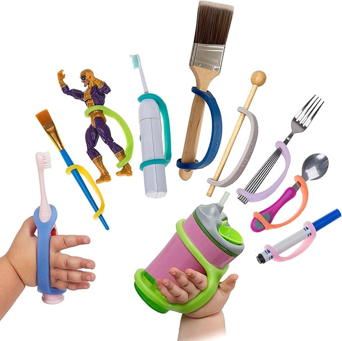 EaZyHold Assistive Cuff for Weak Grip, Daily Living Aid, Silicone Adaptive Handle, Limited Hand Mobility, Limb Loss, Arthritis, Cerebral Palsy, Stroke (10 Pack)