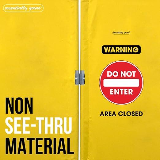 Essentially Yours "Do Not Enter" Foldable Safety Barricade | High Visibility Yellow 6 Foot Portable Safety Barrier with Heavy Duty PVC Frame
