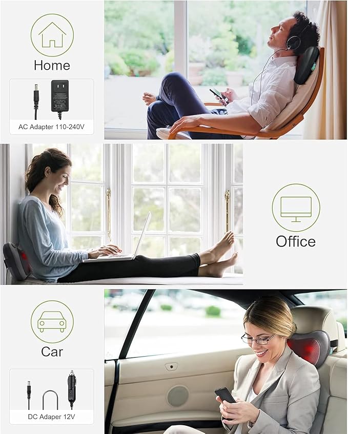 Ugift Back Massager Pillow with Remote Control -Deep Tissue Neck Massager with Heat and Shiatsu Kneading for Shoulder Leg Foot Body Pain Relief -Massage Pillow for Home Car Office Gifts for Women/Men