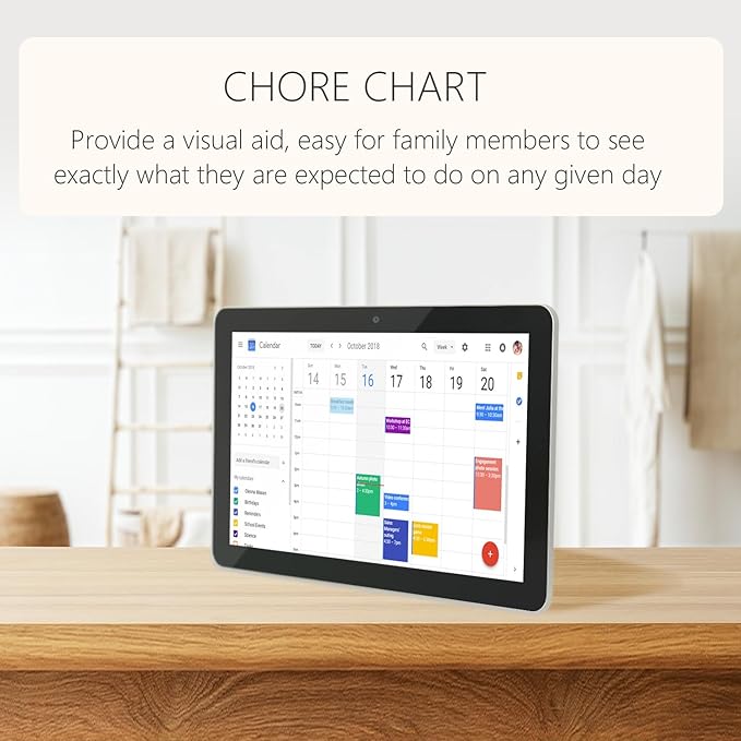 15.6 to 27 inch Touchscreen Digital Calendar & Wall Planners, Smart Whiteboard Calendar for Chore Chart & Work Schedule, Built in Speakers and Camera, Include Wall Mount & Desk Stand (15.6-inch)