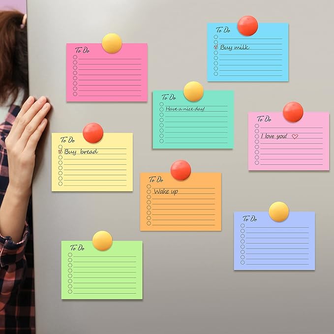 Pajean 9 Pcs/450 Sheet to Do List Sticky Note 3x4 Inch Self Stick Pads with Line Colored Planner Sticky Note Adhesive Memo for Office, Meeting, School, Study, Home Reminder (Simple Colors)
