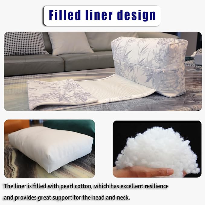 Non-Slip Head Pillow for Recliners - Neck Support Cushion with Velvet Cover for Pain Relief at Home, Office and Travel (Leaves)