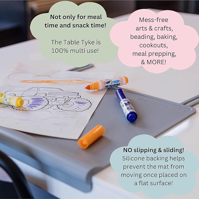 The Table Tyke Silicone Placemats for Toddlers with Patented Edge Bumper | Kids Placemats Non Slip Travel Ready | Baby Placemat BPA Free for Restaurant Dining Table | Sky Blue