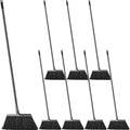 Roshtia 8 Pcs Heavy Duty Broom Set 58 Inch Outdoor Indoor Commercial Stiff Broom With Long Handle Angle Garage Concrete Outside for Sweeping Patio (Gray)
