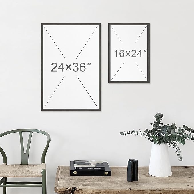MUDECOR Framed Canvas Print Wall Art Set Butterfly Animals Botanical Bee llustrations Modern Art Decorative Bohemian Calm/Zen for Living Room, Bedroom, Office - 16"x24"x2 Black