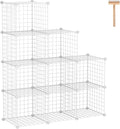 C&AHOME Wire Cube Storage, 9-Cube Organizer Metal, Wire C Grids Storage, Storage Bins Shelf, Modular Bookshelf, Closet Cabinet Ideal for Home, Living Room, Office 36.6”L x 12.4”W x 48.4”H White