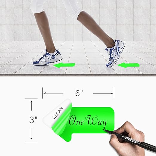 Arrow Floor Sticker Tape 3"×6" Arrow Floor Marking Sticker Sign 200 PCS Arrow Decal Tape Fluorescent Green