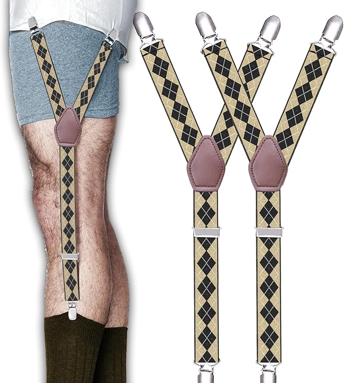 STAY GENT Y-Style Shirt Stays For Men with Non-Slip Locking Clamps and Adjustable Elastic Straps