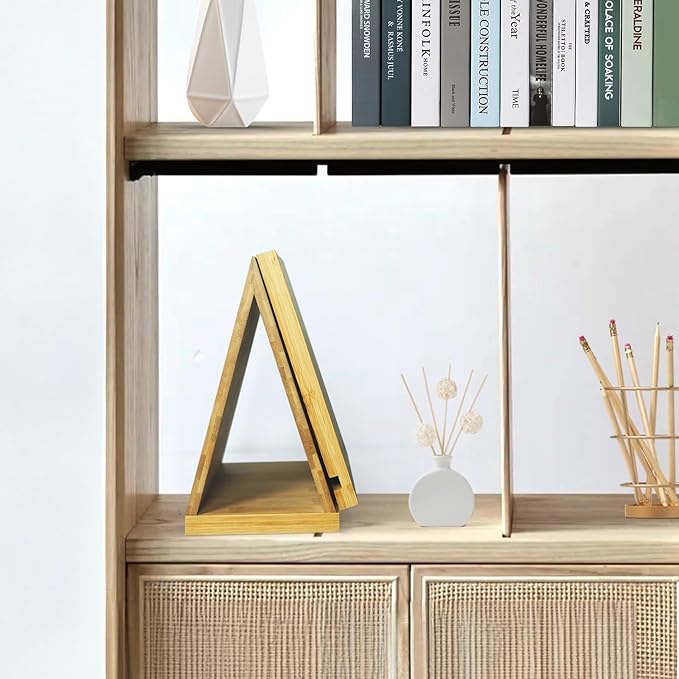 ZenRich Bamboo and Wooden Book Stand Holder for Page Rest, Unique Book Nook Reading Valet with a Cup, Glasses & Pen/Tablet/Kindle Holder. Foldable Bookmark – Ideal for Book Lovers