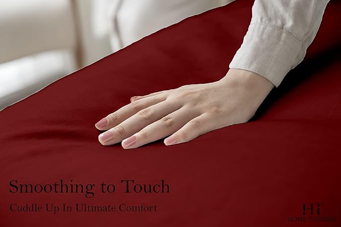 Top Split King Fitted Sheet Only for Adjustable beds, Split Down 39 inches from The Top, 600 Thread Count 100% Cotton Half Split Flex Head Fitted Sheet for Sleep Number Beds, Burgundy