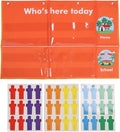 Attendance Pocket Chart with Large Cards, Classroom Management Chart for Preschool, Daily Schedule Attendance Chart for Kindergarten, School Attendance Tracking Tool with PVC Mater