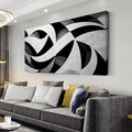 White and Black Abstract Cube Wall Art for Living Room Office Modern Pattern Grey Painting Prints Cool Canvas Artwork Over The Couch Bedroom Decor Large