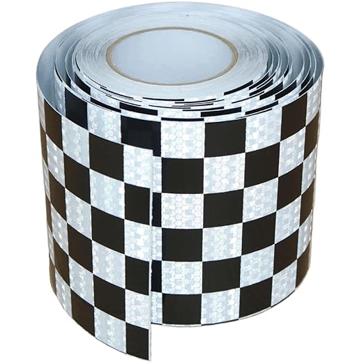 Black White Reflective Tape 6 inch X 66 feet, Outdoor Waterproof Hazard Conspicuity Warning Industrial Marking Tape