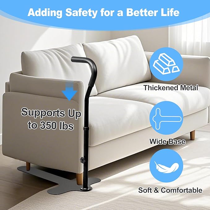 Couch Stand Assist with Grab Bar for Elderly, Adjustable Height Chair Lift Assist Devices for Seniors, Disabled, Handicap, Mobility Aids Rail for Standing Up from Sofa, Supports Up to 350LBS