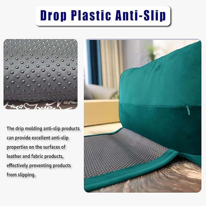 Velvet Recliner Head Pillow with Non-Slip Base - Adjustable Neck Support for Pain Relief in Home, Office and Travel (Teal)