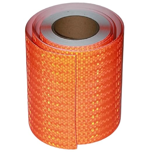 Orange Reflective Tape Outdoor Waterproof 8 inch High Visibility Hazard Conspicuity Safety Industrial Marking Tape (66 feet)