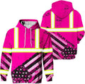US Flag High Visibility Hoodie for Men Reflective Hoodie Safety Workwear for Worker Runner Patriotic ACC02
