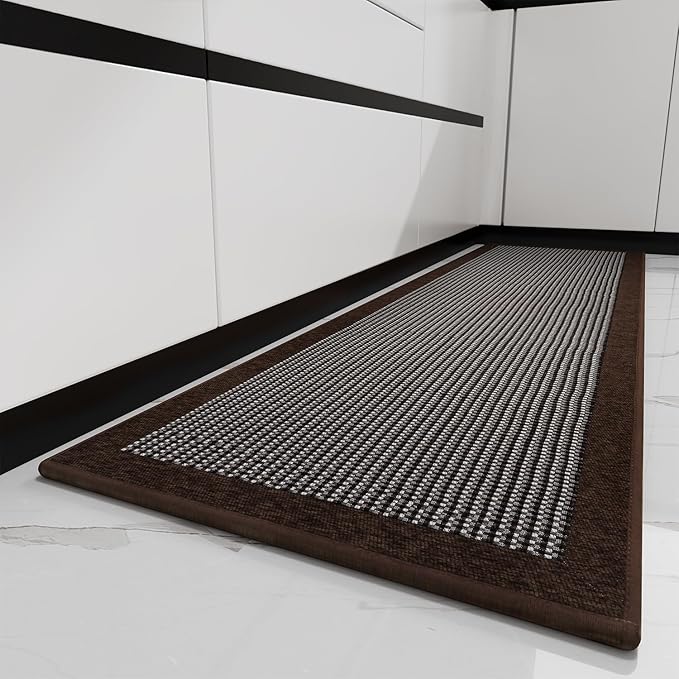 PADOOR Kitchen Mats for Floor, Kitchen Rugs Non Slip Washable, Rubber Backed Kitchen Runner Super Absorbent Kitchen Floor Mat Sink Rug, 20”x47” Dark Brown