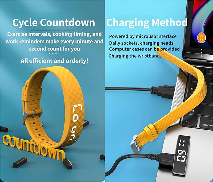 Vibrating Alarm Wristband 8 Sets of Alarms Fitsleeps Alarm Bands Clock Watches 45-Day Battery Life Silent Wrist Shock Bands for Deepsleepers Elderly