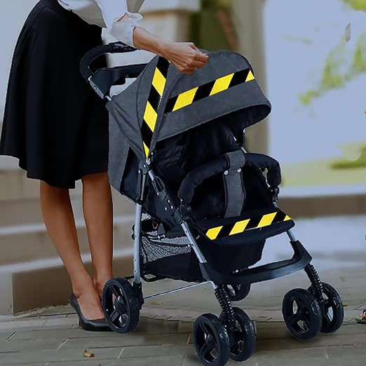 Yellow Black Reflective Tape 4 inch X 10 feet, Outdoor Waterproof Hazard Conspicuity Warning Industrial Marking Tape