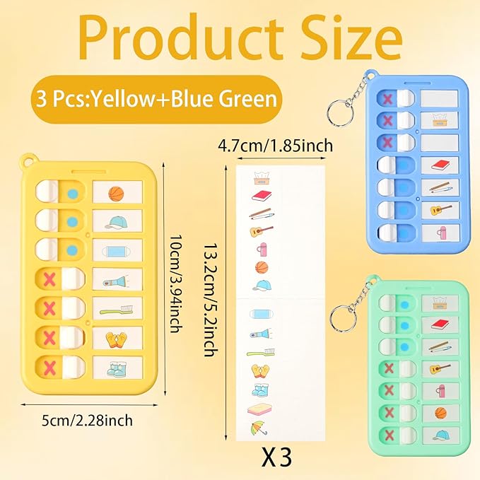 3Pcs Reminder Board for The Elderly Chore Chart Keychain for Kids to Do List Chores Checklist Task Board Portable Visual Schedule ADHD Tools Detachable Daily Task Planning Pad with List Cards Stickers