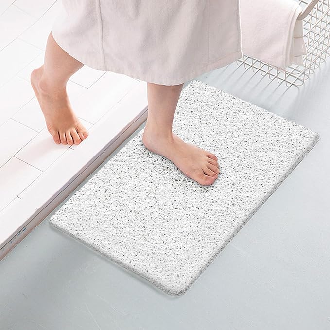 Joyhalo Shower Mat Bathtub Mat Non Slip, Bathmats Non Slip, Quick Drying Foot Scrubber Loofah Mats for Shower, Tub, Bathroom, Home,17x30inch, White
