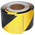 Yellow Black Reflective Tape 4 inch X 66 feet, Outdoor Waterproof Hazard Conspicuity Warning Industrial Marking Tape