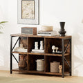 6 Cube Storage Organizer Bookshelf, Industrial Horizontal Bookcase, Accent Cubby Shelf, Media Console Table for Living Room, Home Office, 13.6" D x 47.2" W x 30.9" H, Rustic Brown